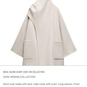 Zara Women's Cream Wool Blend Scarf Coat